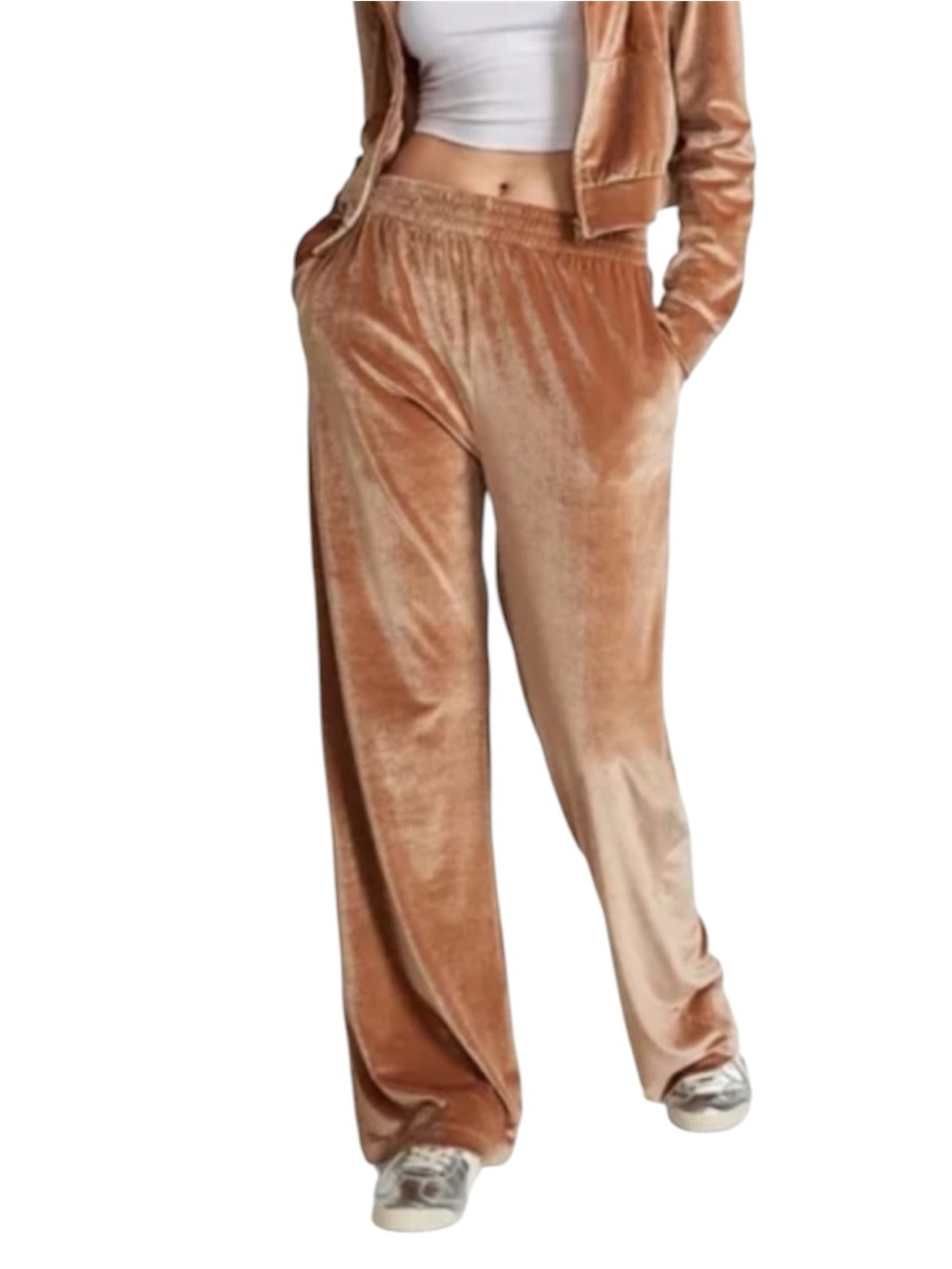 Victoria’s Secret PINK Velour Shine Logo Wide-Leg Pants